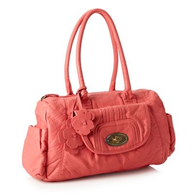 Dark Peach Flower Charm Shoulder Bag