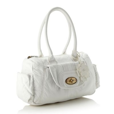 White Flower Charm Shoulder Bag