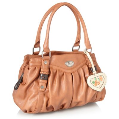 Tan Cut Out Buckled Shoulder Bag