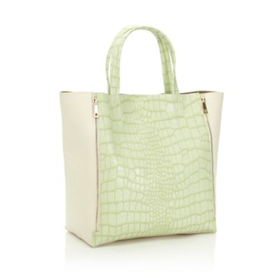 Light Green Mock Croc Shopper Bag