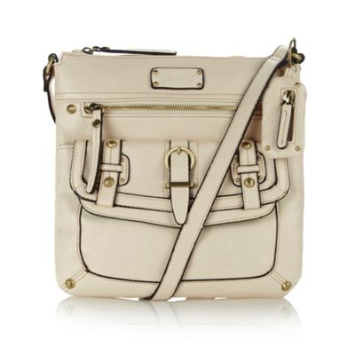 Cream Mock Buckle Cross Body Bag