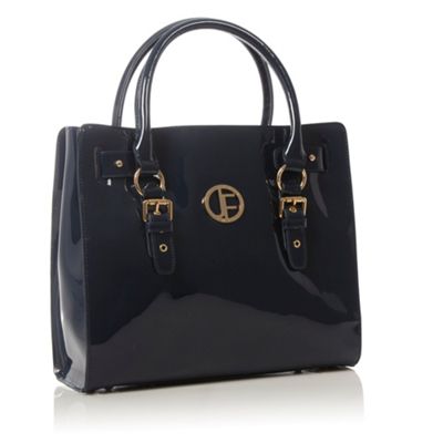 Navy 'Mount' Patent Tote Bag