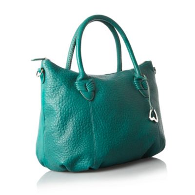 Designer Dark Turquoise Stitch Detail Leather Tote Bag
