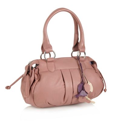 Light Pink Bird Charm Gathered Bowling Bag
