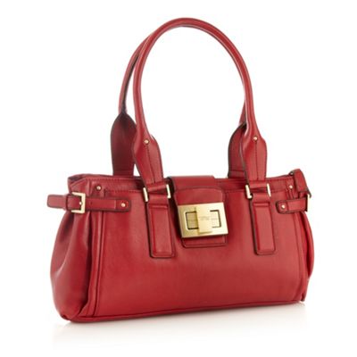 Red Leather Look Medium Shoulder Bag