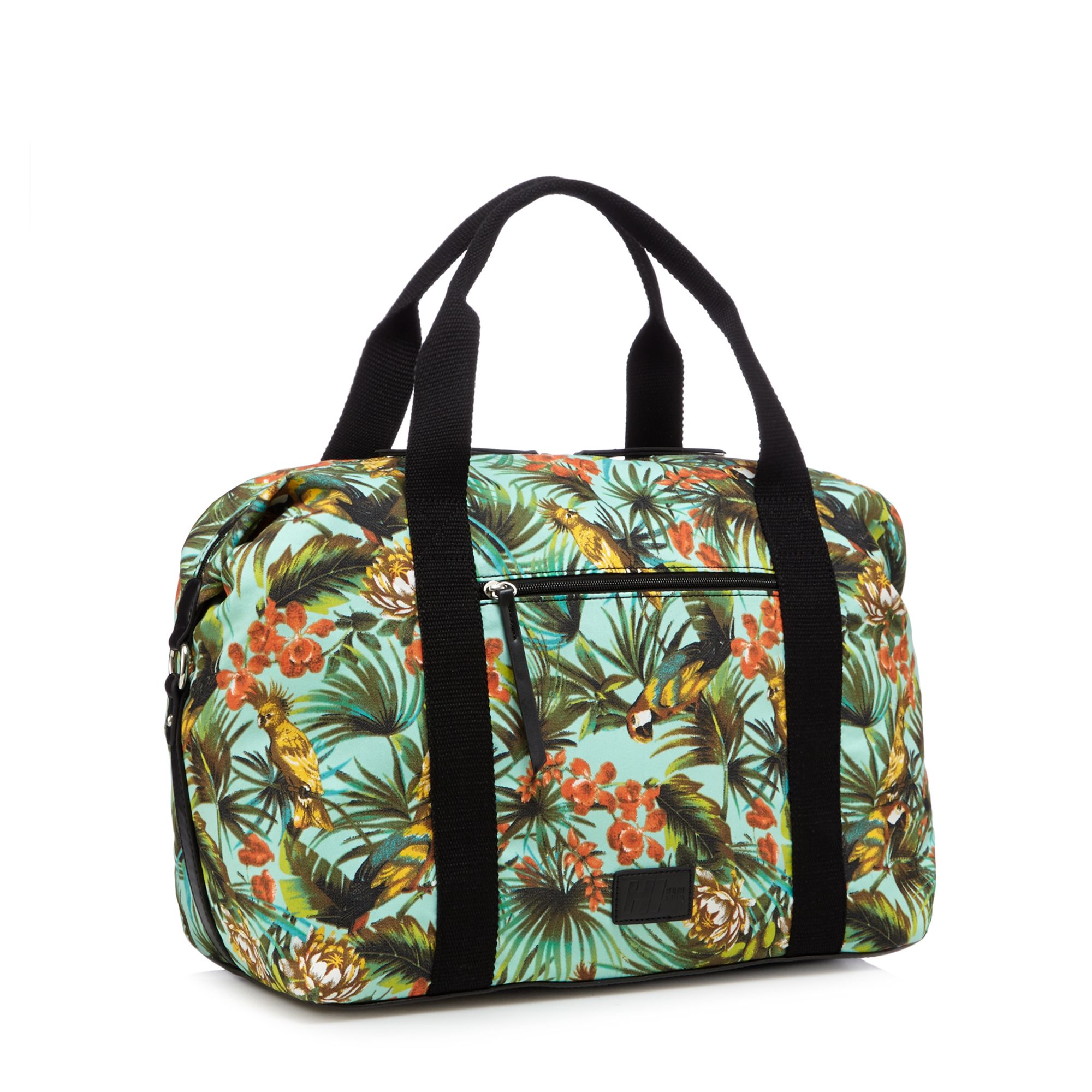 H! By Henry Holland Womens Designer Green Parrot Print Weekender Bag