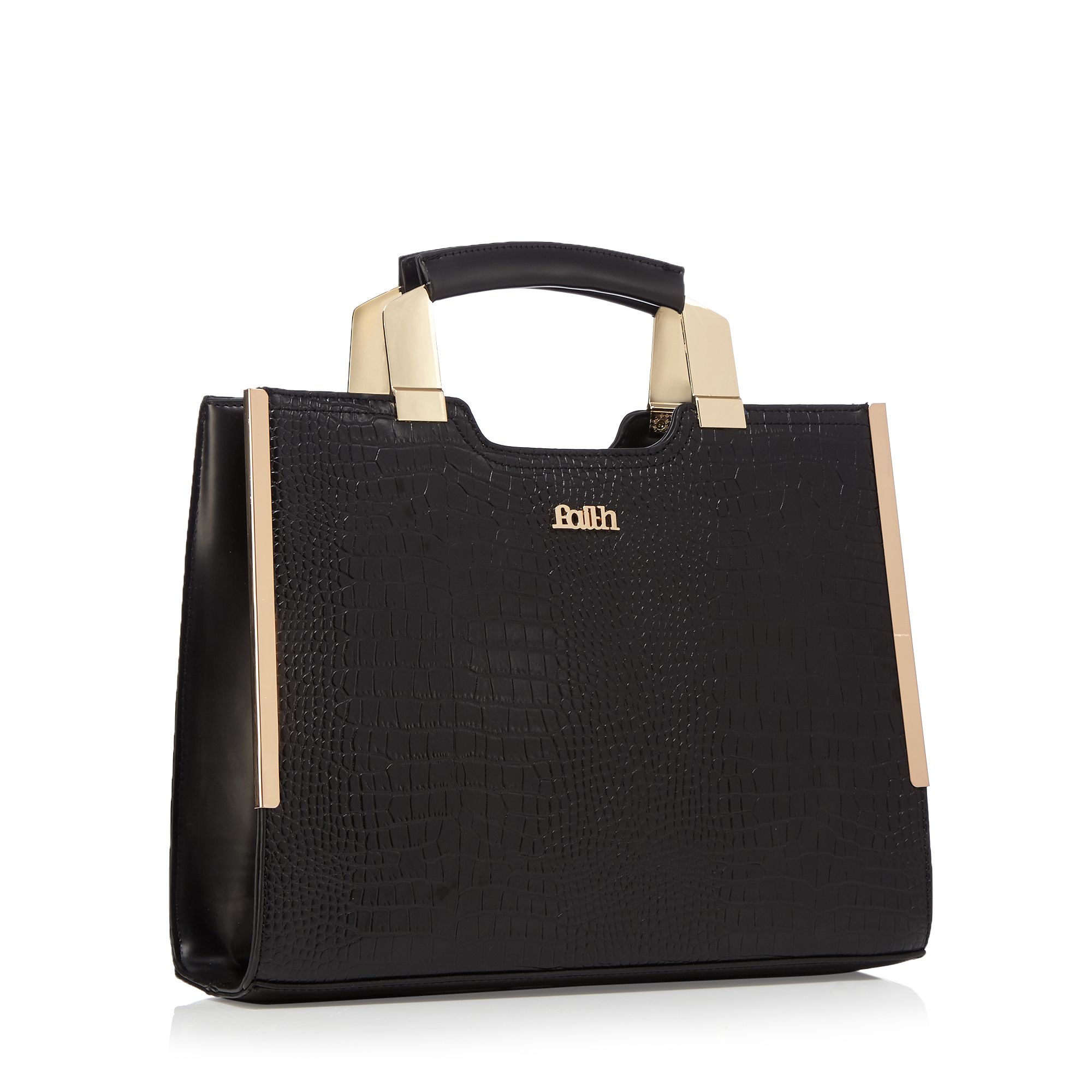 Faith Womens Black CrocEffect Tote Bag From Debenhams eBay