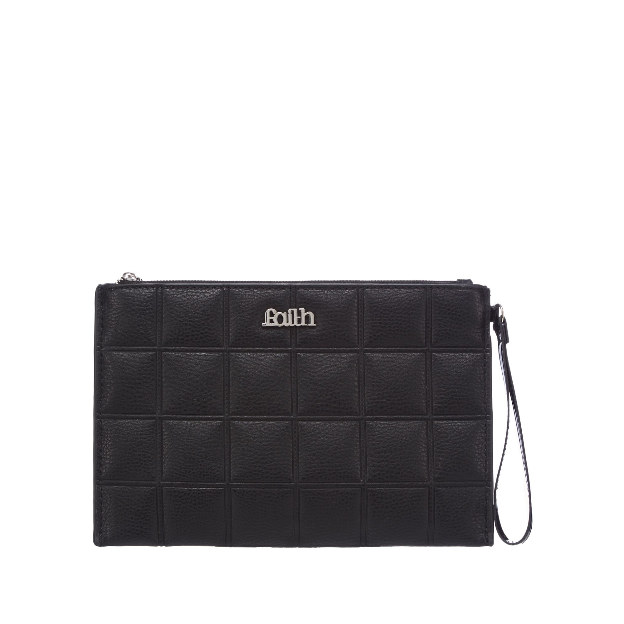 Faith Womens Black Quilted Square Clutch Bag From Debenhams | eBay