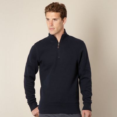Big and tall navy ribbed funnel neck top                                                                                        