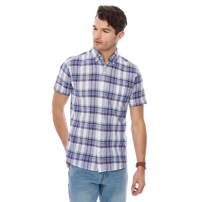 Maine New England - Purple Checked Print Linen Blend Shirt Review