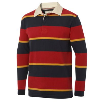 Maine New England Red heritage stripe rugby shirt