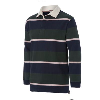 Maine New England Green heritage stripe rugby shirt