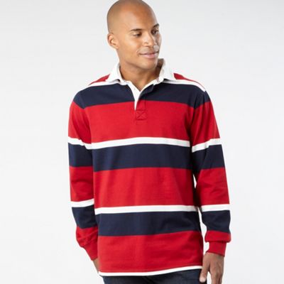 Maine New England Red double stripe rugby shirt