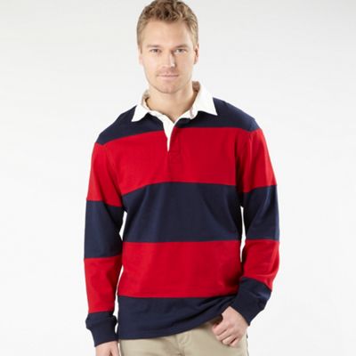 Maine New England Red long sleeve stripe rugby shirt