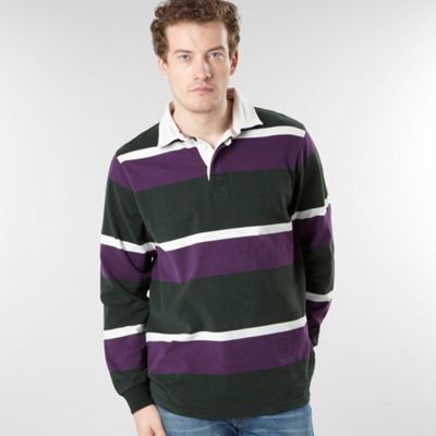 Green and plum striped rugby shirt