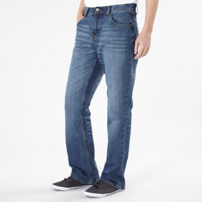 Blue mid wash bootcut jeans