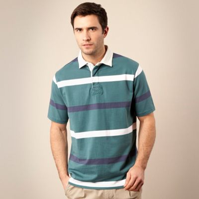 Dark turquoise striped rugby shirt