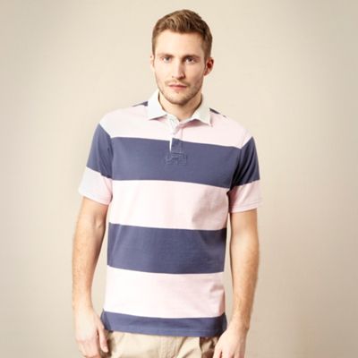 Pale pink block striped rugby shirt