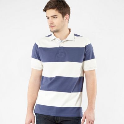 Maine New England Blue block striped rugby shirt
