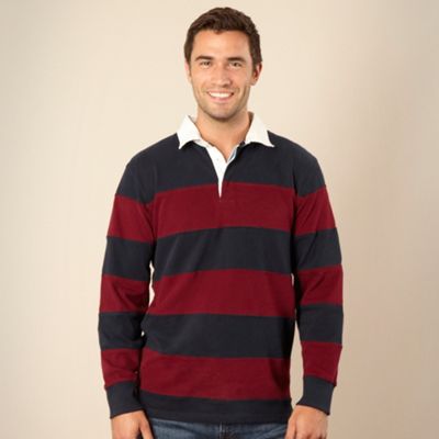 Wine appliqued block striped rugby shirt