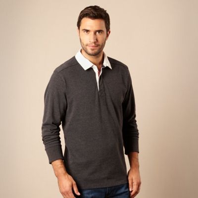 Big and tall dark grey jersey rugby shirt