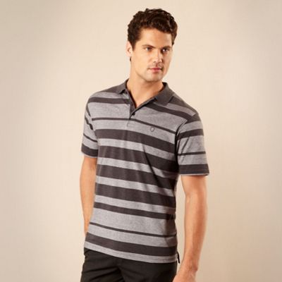 Grey mottled striped polo shirt