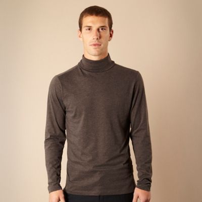 Big and tall dark grey roll neck top