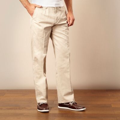 Big and tall beige washed straight leg chinos                                                                                   