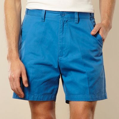 Big and tall flexi waist bright blue casual twill shorts                                                                        