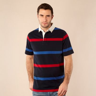 Big and tall navy bar striped polo shirt                                                                                        