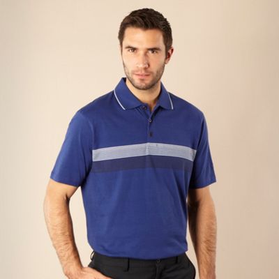 Dark blue chest striped golf polo shirt                                                                                         