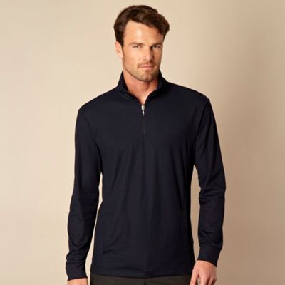 Big and tall navy waffle zip neck sweater                                                                                       