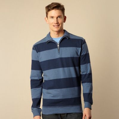 Big and tall mid blue block striped sweatshirt                                                                                  