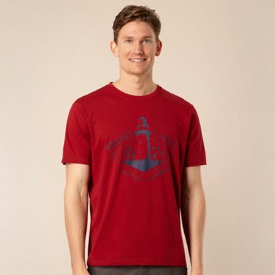 Big and tall dark red lighthouse printed t-shirt                                                                                
