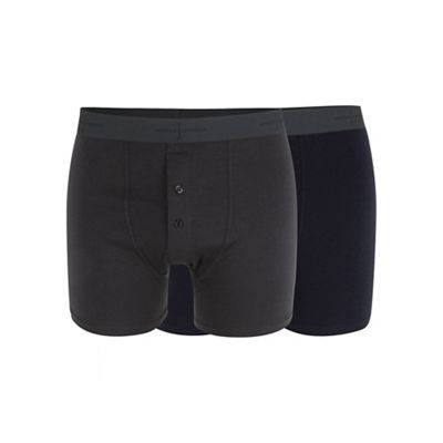 J by Jasper Conran - Designer pack of two navy and dark grey soft stretch boxers