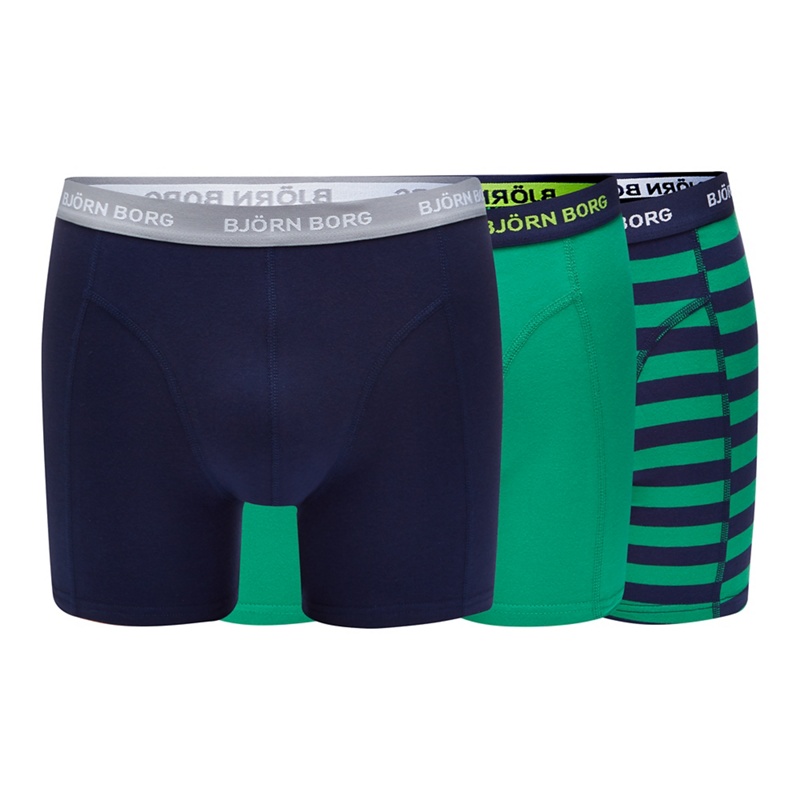 Bjorn borg - 3 Pack Navy And Green Plain And Striped Trunks Review