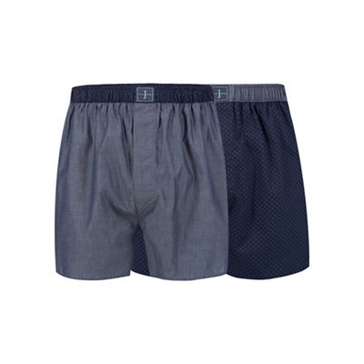 J by Jasper Conran - Designer pack of two navy spotted cotton boxers