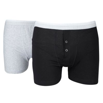 Pack of two black and grey buttoned boxer shorts                                                                                