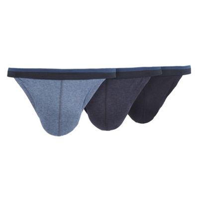 Pack of three blue tanga briefs                                                                                                 