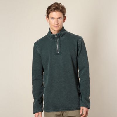 Dark green textured funnel neck top                                                                                             