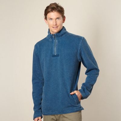 Dark turquoise textured funnel neck top                                                                                         