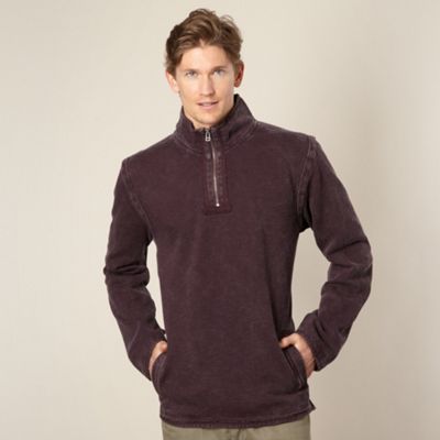 Dark purple textured funnel neck top                                                                                            