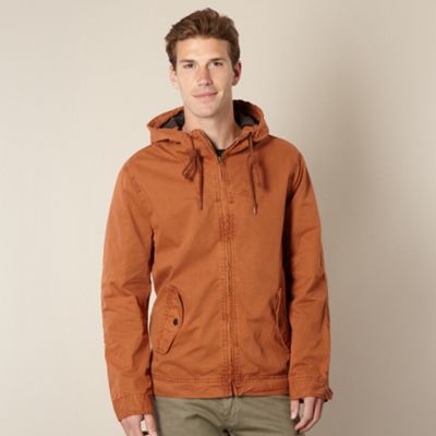 Big and tall dark orange lightweight hooded jacket                                                                              