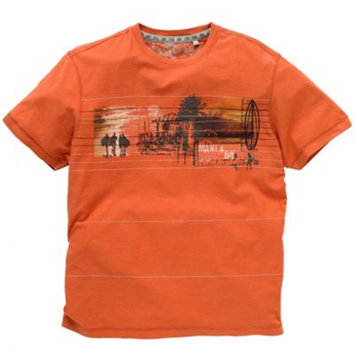 Orange beach hut embroidered t-shirt