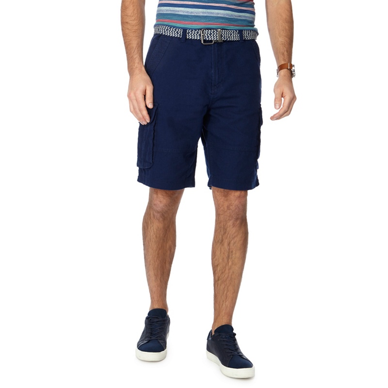 Mantaray - Big And Tall Navy Linen Blend Regular Fit Cargo Shorts Review