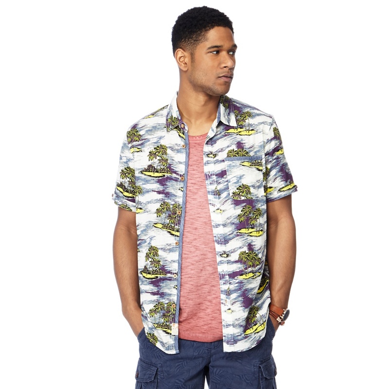 Mantaray - Big And Tall Navy Island Print Short Sleeve Regular Fit Shirt Review