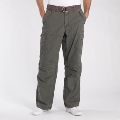 Grey zip off flap cargo trousers