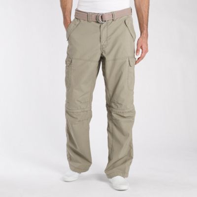 Natural zip off flap cargo trousers