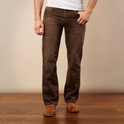 Brown coloured straight leg jeans