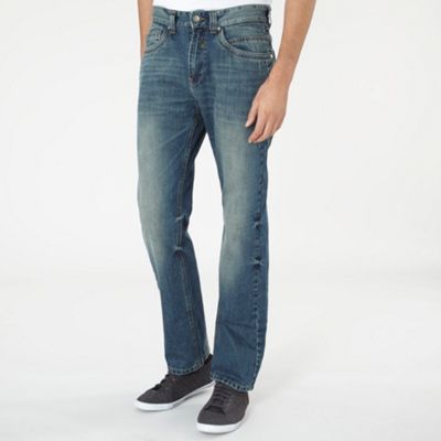 Blue washed top stitch detail jeans